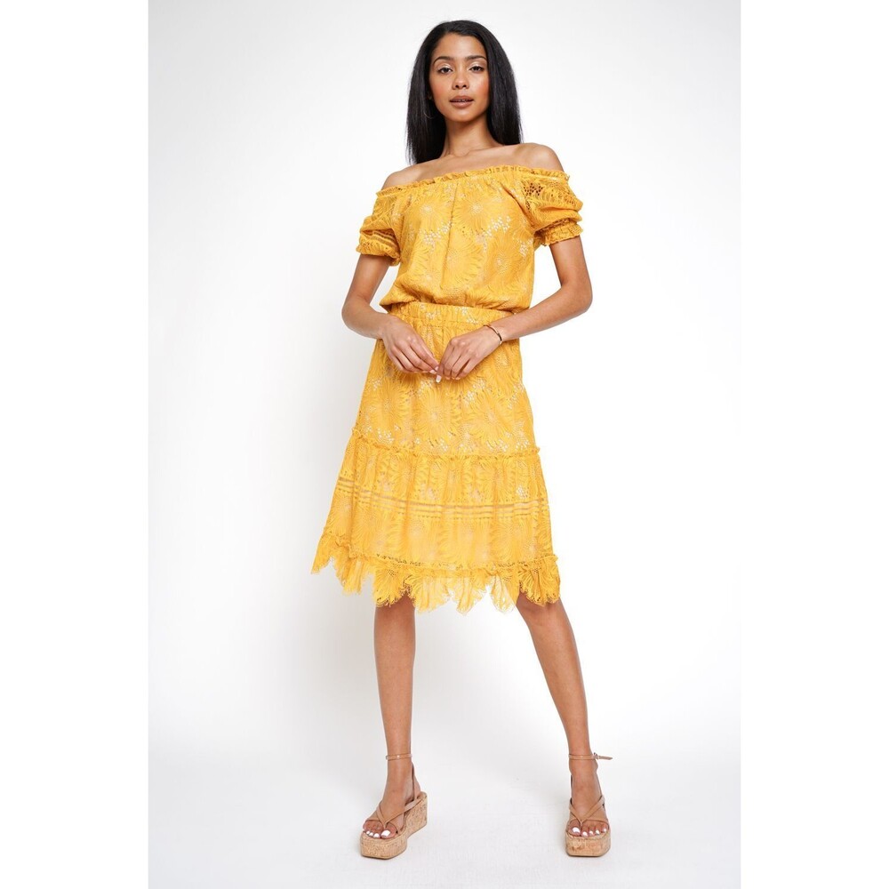 Mystree LACE OVERLAY SCALLOP HEM SKIRT - NWT